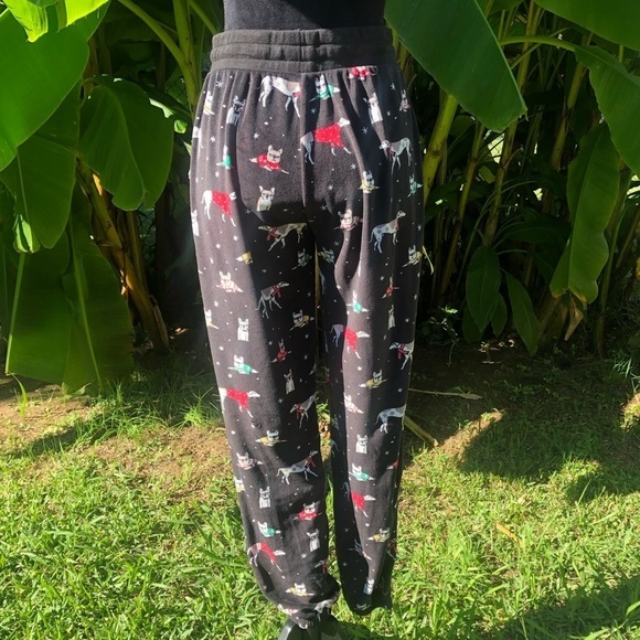 Secret Treasures Plush Black Drawstring Pajama Pants Holiday Dog Pattern S - Picture 4 of 7